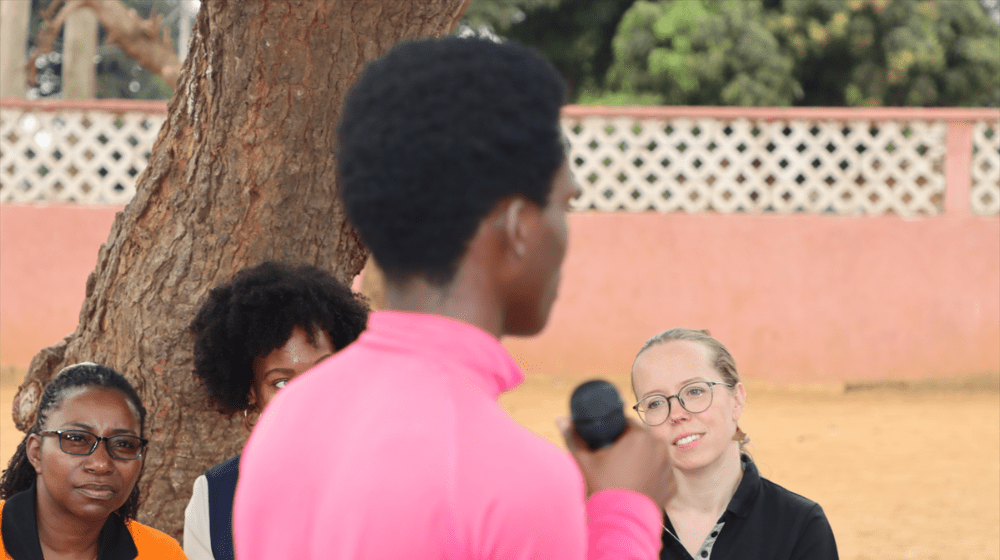 Petelson telling his story during the visits of the SYP Regional Coordination in Luanda, Angola.