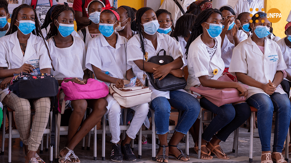 Students from the Special Education School following the lecture on Sexual and Reproductive Health in Bairro do Rangel, Luanda - Angola